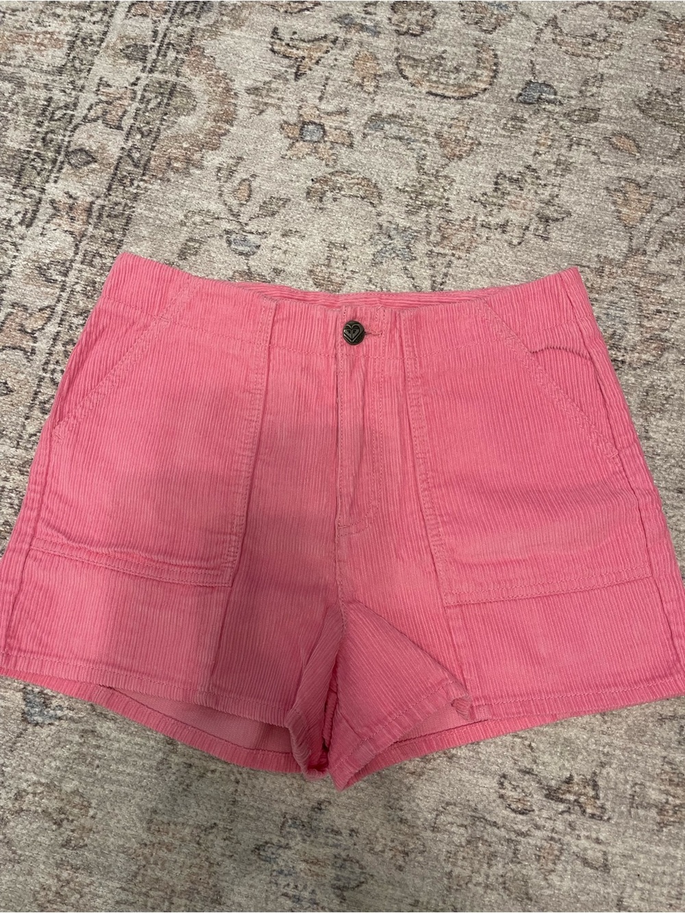 Roxy Women's Pink Corduroy High-Rise Shorts